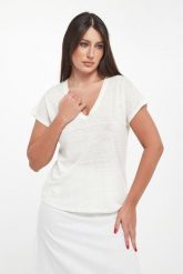 T-shirt damski lniany Arendal ECOALF. T-shirty damskie Ecoalf, xs, bez wzorów, ze lnu, bez kołnierzyka. Za 259.00 zł.