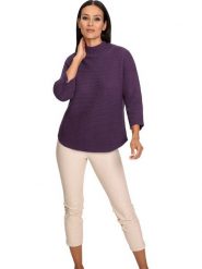 Heine Sweter w kolorze fioletowym rozmiar: 38. Różowe swetry klasyczne damskie Heine, prążkowane, bez kołnierzyka. Za 86.99 zł.