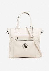 Beżowa Torebka Typu Shopper z Paskiem Crossbody Zdobiona Aplikacją Idaniela. Brązowe shopper bag Renee, z aplikacjami, z jeansu, na ramię, bez dodatków. Za 109.99 zł.