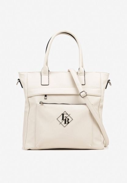 Beżowa Torebka Typu Shopper z Paskiem Crossbody Zdobiona Aplikacją Idaniela. Brązowe shopper bag Renee, z aplikacjami, z jeansu, na ramię, bez dodatków. Za 109.99 zł.