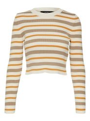 Vero Moda Koszulka "Anita" w kolorze szaro-kremowym rozmiar: XL. Brązowe bluzki damskie Vero Moda, xl, bez wzorów, ze splotem, bez kołnierzyka, bez ramiączek. Za 32.90 zł.