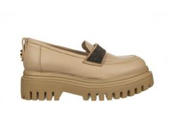 Półbuty Bayla-159 4881 001-P Beż Lico 159167, Skóra naturalna - 36. Brązowe półbuty damskie Bayla, bez wzorów, ze skóry, bez obcasa, bez zapięcia. W wyprzedaży za 314.10 zł.