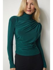 Happiness Istanbul Bluzka w kolorze ciemnozielonym rozmiar: 36. Zielone bluzki damskie Happiness Istanbul, bez wzorów, bez kołnierzyka, bez ramiączek. Za 56.99 zł.