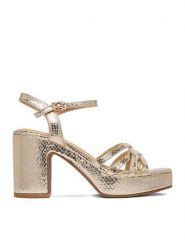 DeeZee Sandały CEO-LCCC1511-1 Złoty. Żółte sandały damskie DeeZee, bez wzorów, z materiału, bez obcasa, na słupku, bez zapięcia. Za 139.99 zł.