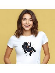 WOOOP Koszulka "Inner space" w kolorze białym rozmiar: S. Białe bluzki damskie Wooop, s, bez wzorów, bez kołnierzyka, bez ramiączek. Za 56.99 zł.