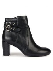 Geox Botki D Loisia D36QNA 000LM C9999 Czarny. Czarne botki damskie Geox, ze skóry, bez obcasa, na słupku, bez zapięcia. Za 479.99 zł.