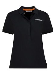 Geographical Norway Koszulka polo w kolorze czarnym rozmiar: L. Czarne bluzki damskie Geographical Norway, l, bez wzorów, z bawełny, bez kołnierzyka, bez ramiączek. Za 92.21 zł.