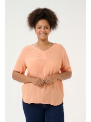 Kaffe Bluzka w kolorze brzoskwiniowym rozmiar: 48. Pomarańczowe bluzki damskie Kaffe, bez wzorów, z wiskozy, bez kołnierzyka, bez ramiączek. Za 69.58 zł.