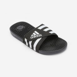 Klapki basenowe ADIDAS ADISSAGE. Białe klapki damskie Adidas, bez wzorów, bez obcasa, bez zapięcia. Za 129.99 zł.
