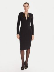 Elisabetta Franchi Sukienka koktajlowa AB-805-57E2-V460 Czarny Slim Fit. Czarne sukienki damskie Elisabetta Franchi, bez wzorów, z syntetyku, wizytowe, bez ramiączek. Za 1,999.00 zł.