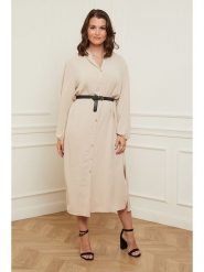 Curvy Lady Sukienka w kolorze beżowym rozmiar: 44/46. Brązowe sukienki damskie Curvy Lady, bez wzorów, ze skóry, klasyczne, bez ramiączek. Za 131.45 zł.