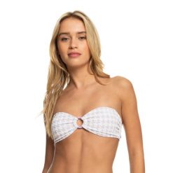 Góra od stroju kąpielowego ROXY Check It Bandeau. Czerwone bikini Roxy, bez wzorów. Za 89.99 zł.