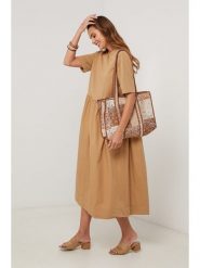 Lin Passion Sukienka w kolorze karmelowym rozmiar: 40/42. Brązowe sukienki damskie Lin Passion, bez wzorów, z bawełny, klasyczne, bez ramiączek. Za 130.99 zł.