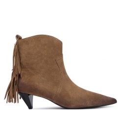 Botki PINKO. Brązowe botki damskie Pinko, bez obcasa, na płaskiej podeszwie, bez zapięcia. Za 1,399.00 zł.