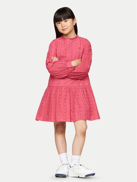 Tommy Hilfiger Sukienka codzienna KG0KG08216 D Różowy Regular Fit. Czerwone sukienki dziewczęce Tommy Hilfiger, bez wzorów, z bawełny, bez ramiączek, proste. Za 269.99 zł.