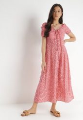Różowa Sukienka z Wiskozy Farthellor. Czerwone sukienki damskie Born2be, bez wzorów, z wiskozy, eleganckie, bez ramiączek. Za 99.99 zł.