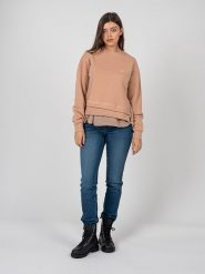 Diesel Bluza "Rollies" | A09941-0JMAA | Kobieta | Beżowy. Brązowe bluzy damskie Diesel, s, bez wzorów, z bawełny, bez kaptura. W wyprzedaży za 499.00 zł.