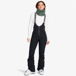 Spodnie narciarskie snowboardowe ROXY damskie ocieplane wodoodporne szelki. Czarne spodnie sportowe damskie Roxy, na zimę, bez wzorów, narciarskie. Za 699.00 zł.