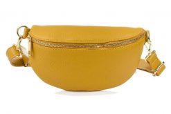 Saszetka skórzana nerka VERA PELLE musztarda B68. Nerki i saszetki damskie bez wzorów, ze skóry. Za 129.90 zł.