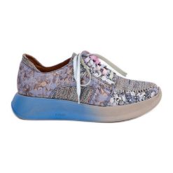 Skórzane Półbuty Sneakersy Damskie Na Platformie Maciejka 06776A-06 Niebieskie. Niebieskie półbuty damskie bez wzorów, ze skóry, bez obcasa, na platformie, bez zapięcia. Za 630.47 zł.