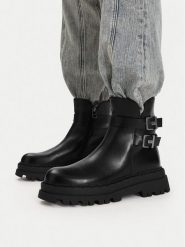 G-STAR Botki CEO-HY8866-7 Czarny. Czarne botki damskie G-Star, ze skóry, retro, bez obcasa, na płaskiej podeszwie, bez zapięcia. Za 249.99 zł.