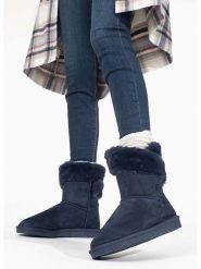 Blackfield Botki zimowe "Barbara" w kolorze granatowym rozmiar: 37. Niebieskie botki damskie Blackfield, na zimę, z materiału, bez obcasa, bez zapięcia. Za 134.85 zł.