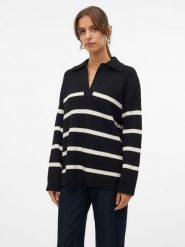 Vero Moda Sweter "Luna" w kolorze czarno-białym rozmiar: M. Czarne swetry klasyczne damskie Vero Moda, m, ze splotem, bez kołnierzyka. Za 108.99 zł.