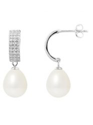 Pearl Addict Srebrne kolczyki-wkrętki z perłami i cyrkoniami rozmiar: onesize. Białe kolczyki damskie Pearl Addict, z cyrkonią, srebrne. Za 252.99 zł.