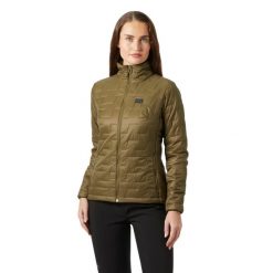 Kurtka narciarska damska izolowana Helly Hansen Lifaloft. Brązowe kurtki damskie Helly Hansen, na zimę, bez wzorów, bez kaptura. W wyprzedaży za 789.00 zł.