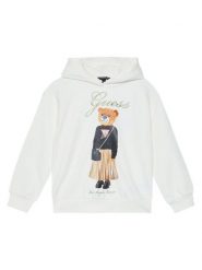 Guess Bluza J5BQ26 KAD74 Biały Oversize. Białe bluzy dziewczęce Guess, z aplikacjami, z bawełny, bez ramiączek, bez kaptura. Za 159.99 zł.