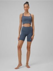 Legginsy krótkie treningowe z wysokim stanem damskie. Niebieskie legginsy damskie 4F, l, bez wzorów, z dzianiny, z podwyższonym stanem, do biegania. Za 139.99 zł.