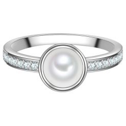 Trilani Pierscionek z Srebra Sterling w srebrze z Cyrkonia i Perla Muszli Pierścionki 1 ct Damski. Białe pierścionki damskie Trilani, z cyrkonią, srebrne. Za 209.99 zł.