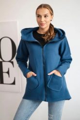 Bluza ocieplana z dłuższym tyłem i kieszeniami jeans. Bluzy damskie KESI, l, bez wzorów, z bawełny, bez kaptura. Za 198.65 zł.