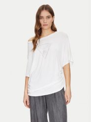 Guess T-Shirt E4GI00 K68D2 Biały Regular Fit. Białe t-shirty damskie Guess, xs, z aplikacjami, z wiskozy, bez kołnierzyka. Za 119.99 zł.