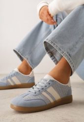 Niebieskie Sneakersy w Stylu Klasycznych Tenisówek z Cholewką z Plecionką Doriarissa. Niebieskie obuwie sportowe damskie Renee, na lato, bez zapięcia, tenisowe. Za 99.99 zł.