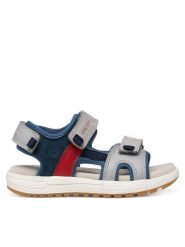Geox Sandały J Sandal Alben Boy J35AVA 01522 C1F4W M Szary. Szare sandały chłopięce Geox, ze skóry, bez zapięcia. Za 269.99 zł.