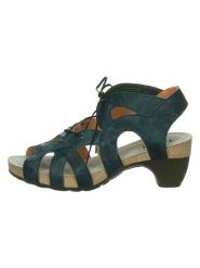 Think! Skórzane sandały "Traudi" w kolorze zielonym rozmiar: 37. Zielone sandały damskie Think!, bez wzorów, z otwartym noskiem, bez obcasa, na koturnie, bez zapięcia. Za 310.35 zł.