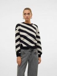 Vero Moda Sweter w kolorze czarno-białym rozmiar: XL. Białe swetry klasyczne damskie Vero Moda, xl, ze splotem, bez kołnierzyka. Za 116.45 zł.