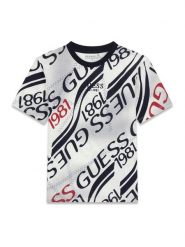 Guess T-Shirt L6RI04 K8HM4 Biały Oversize. Białe t-shirty i koszulki chłopięce Guess, z aplikacjami, z bawełny, bez kołnierzyka, bez ramiączek. Za 129.99 zł.