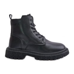 Big Star Ocieplane Botki Workery Damskie OO274A126 Czarne. Czarne botki damskie ze skóry, eleganckie, bez obcasa, bez zapięcia. Za 246.96 zł.