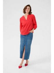 Kaffe Bluzka w kolorze czerwonym rozmiar: 34. Czerwone bluzki damskie Kaffe, bez wzorów, z bawełny, bez kołnierzyka, bez ramiączek. Za 69.99 zł.
