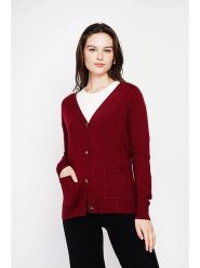 C& Jo Kardigan w kolorze bordowym rozmiar: 42. Czerwone kardigany damskie C& Jo, bez wzorów, ze splotem. Za 121.99 zł.