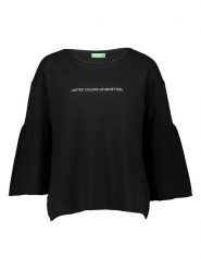 Benetton Bluza w kolorze czarnym rozmiar: S. Czarne bluzy damskie Benetton, s, bez wzorów, z bawełny, bez kaptura. Za 57.06 zł.