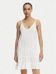 Banana Moon Sukienka letnia Dona Tafalia LTL10 Biały Regular Fit. Białe sukienki damskie Banana Moon, bez wzorów, z bawełny, bez ramiączek. Za 409.99 zł.