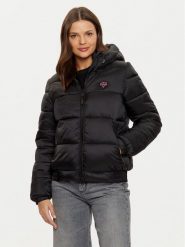 Guess Kurtka puchowa W4PL3M WH0J0 Czarny Regular Fit. Czarne kurtki damskie Guess, m, z aplikacjami, z puchu, bez kaptura. Za 1,139.00 zł.