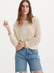 Levi´s Sweter w kolorze beżowym rozmiar: M. Brązowe swetry klasyczne damskie m, z bawełny, bez kołnierzyka. Za 162.95 zł.