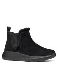 Geox Sztyblety D Plummery D66YNB 22 C9999 Czarny. Czarne botki damskie Geox, bez obcasa, na płaskiej podeszwie, bez zapięcia. Za 499.99 zł.