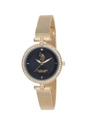 U.S. Polo Assn. Zegarek kwarcowy w kolorze złoto-czarnym rozmiar: onesize. Czarne, analogowe zegarki damskie U.S. Polo Assn., metalowe. Za 227.85 zł.