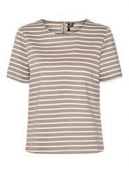 Vero Moda Koszulka w kolorze jasnobrązowo-białym rozmiar: S. Białe koszulki damskie Vero Moda, s, bez wzorów, bez kołnierzyka, bez ramiączek. Za 48.39 zł.