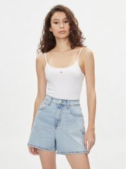 Tommy Jeans Body Essential DW0DW17993 Biały Slim Fit. Białe body i gorsety Tommy Jeans, bez wzorów, z bawełny. Za 99.99 zł.
